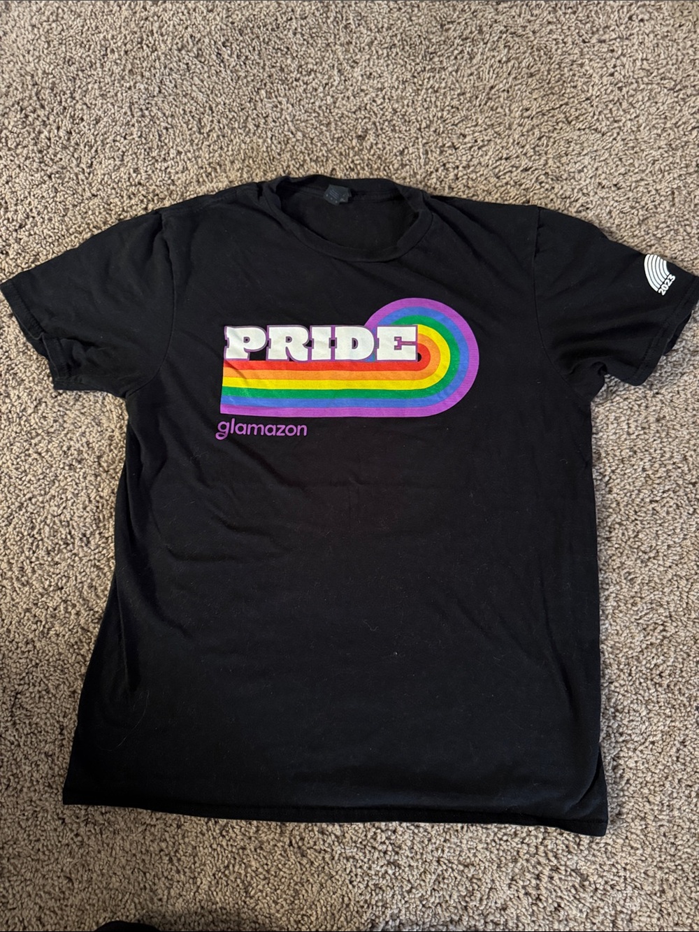 Amazon Black PRIDE Graphic Tee with Rainbow Logo